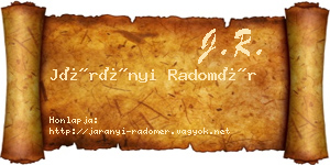 Járányi Radomér névjegykártya